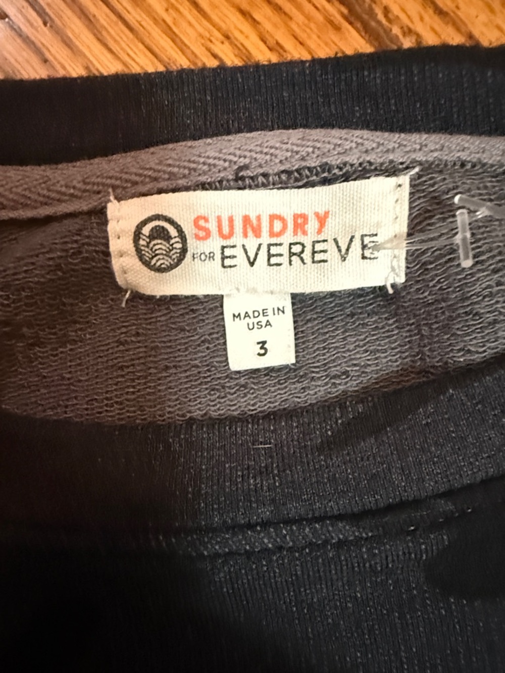 SUNDRY For Evereve Black Camo Stripe Pullover 3/L - Picture 4 of 7